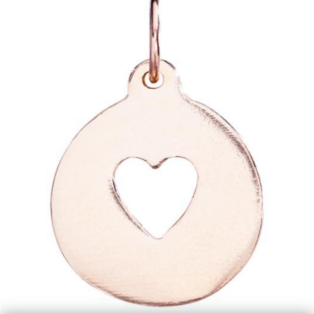 Solid 14k pink gold cutout heart charm